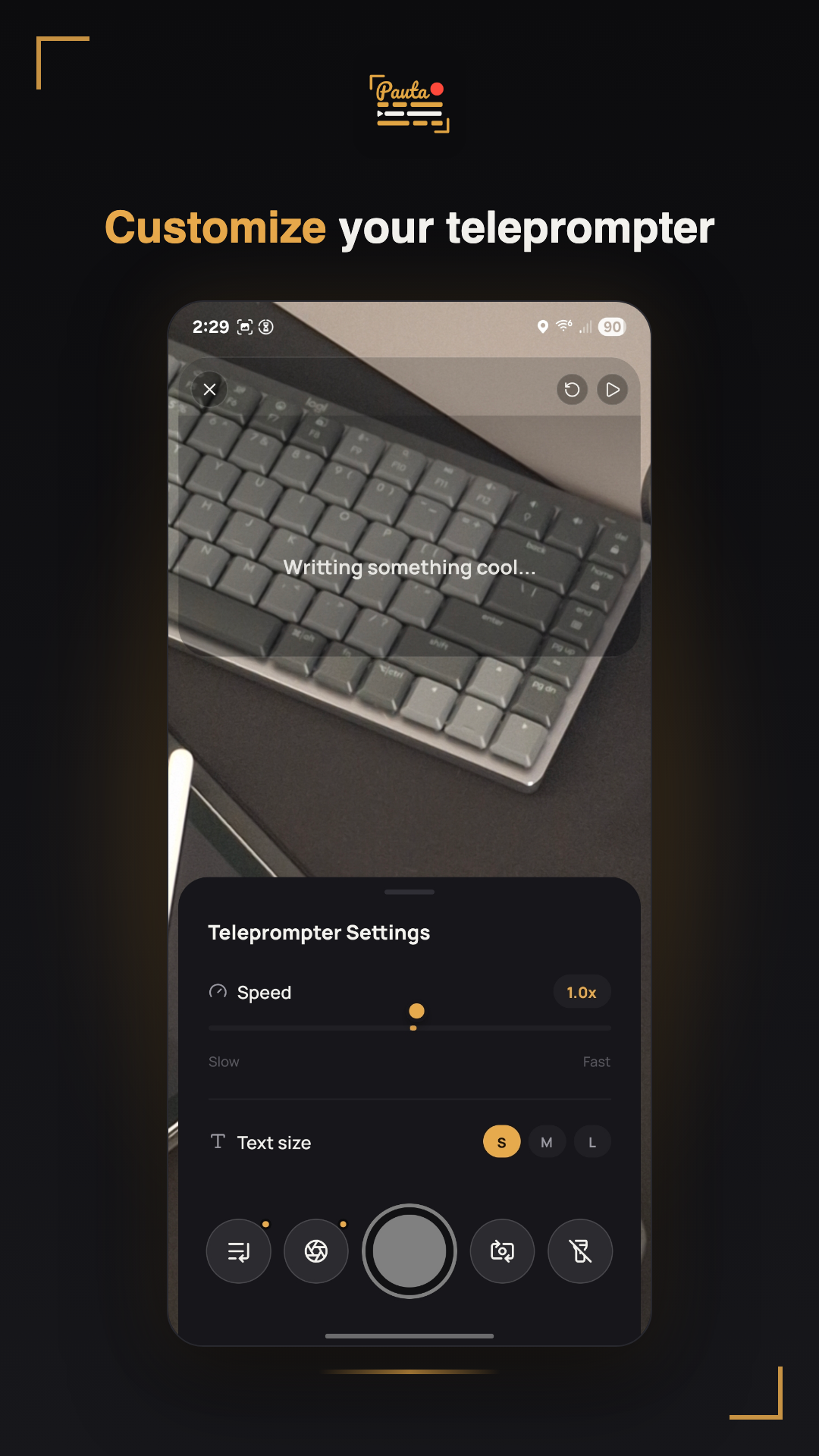 Teleprompter settings