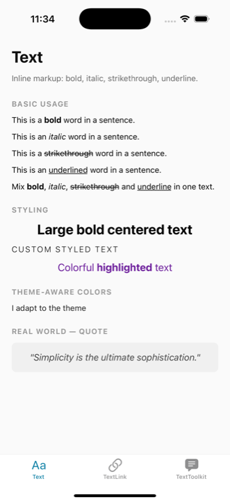 Text component screenshot